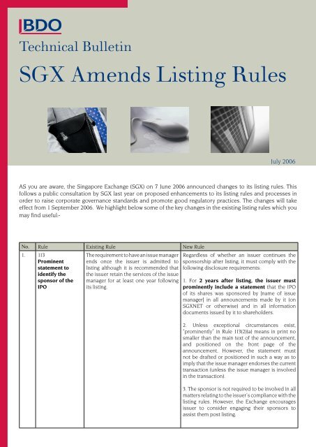 Sgx Amends Listing Rules o Singapore