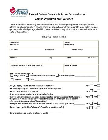 Application for Employment - Lakes & Prairies Community Action ...