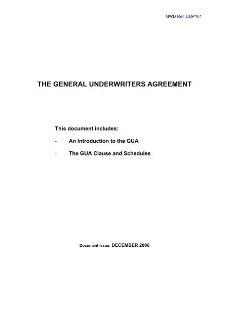 General Underwriters Agreement (GUA) - London Market Group