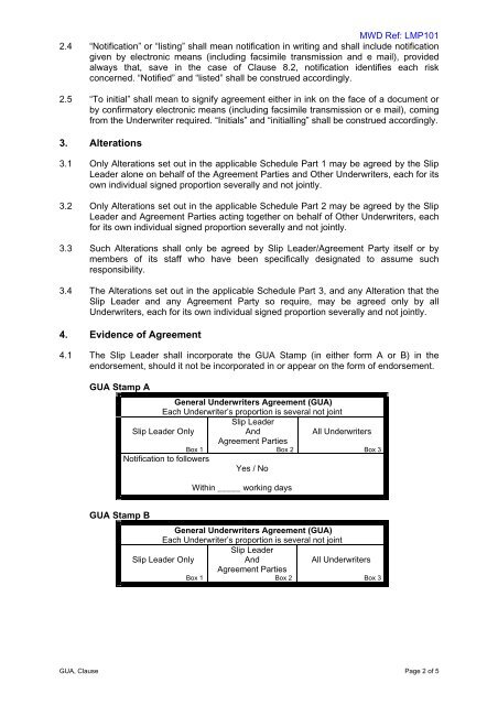 General Underwriters Agreement (GUA) - London Market Group