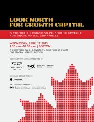 Look North for Growth CapitaL - Cassels Brock & Blackwell LLP