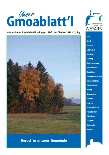 Herbst in unserer Gemeinde Gmoablatt'l - Gemeinde Weyarn