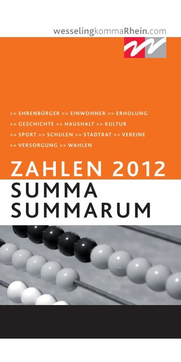 ZAHLEN 2012 SUMMA SUMMARUM - Stadt Wesseling