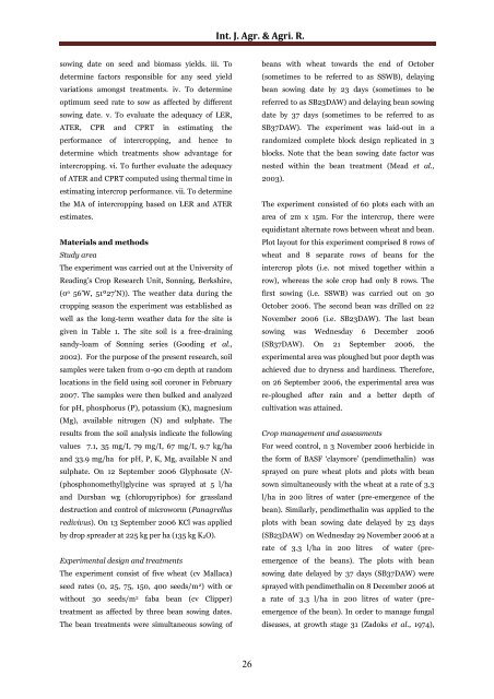 Effects of different sowing date and the combined effects of sowing date and seed rates on the performance of wheat (Triticum aestivum L.)/faba bean (Vicia faba L.) intercropping system