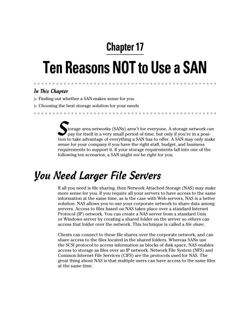 Storage Area Networks For DummiesÂ®