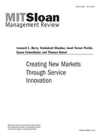 Creating New Markets Through Service Innovation
