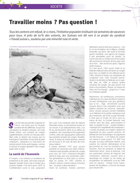 Frontalier magazine NÂ° 109 - Avril 2012 - Groupement transfrontalier ...