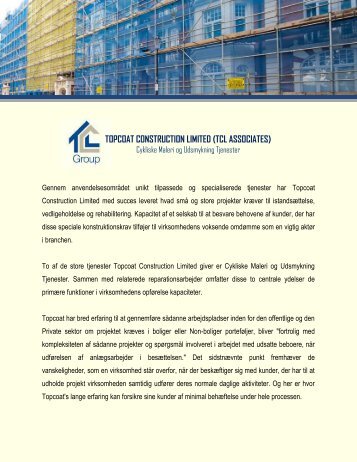 Topcoat Construction Limited (TCL Associates): Cykliske Maleri og Udsmykning Tjenester