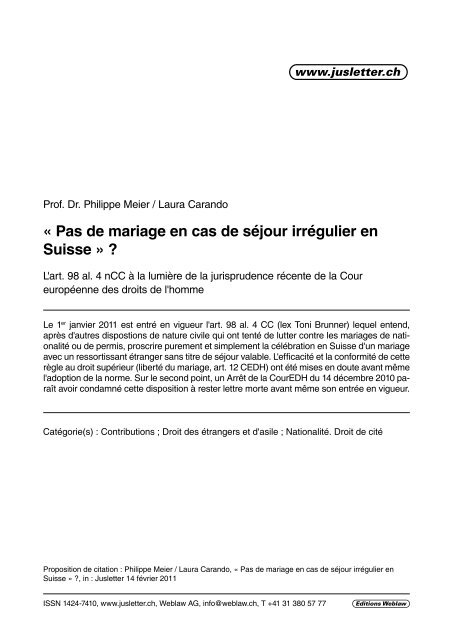 Pas De Mariage En Cas De Sejour Irregulier En Suisse Odae Pas De Mariage En Cas De Sejour Irregulier En Suisse Odae