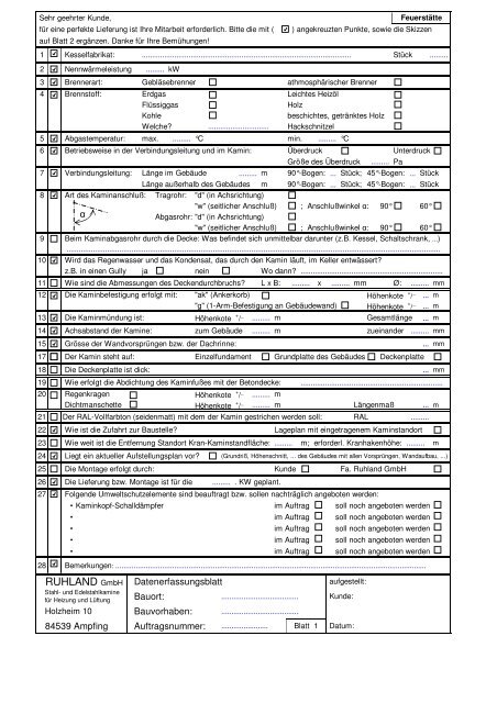 Datenerfassung / FeuerstÃ¤tten - Ruhland GmbH