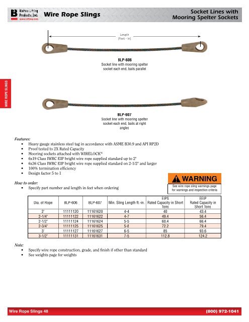 warning - Bishop Lifting Products, Inc.