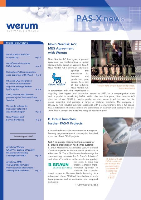 MES Agreement with Werum B. Braun launches further PAS-X Projects