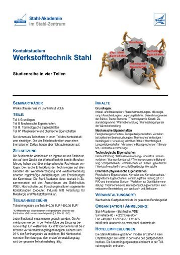 Kontaktstudium Werkstofftechnik Stahl 2014/2015 - Stahl Akademie