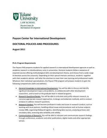 Payson Center for International Development DOCTORAL ...