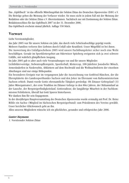 Gipfelbuch 2006 - DAV Zittau