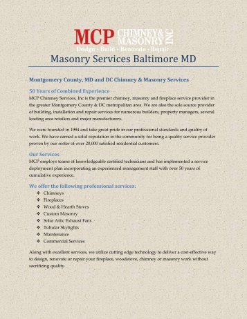Masonry Services Baltimore MD