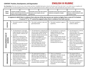 ENGLISH III RUBRIC