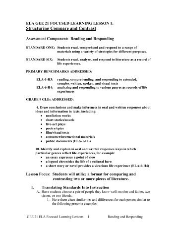 Structuring Compare and Contrast