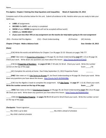 10 21 Algebra 1 3 2 2 Solving Single Step Equations Practice Pd 2