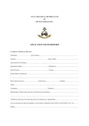Application Form - Naval, Military and Air Force Club of South Australia