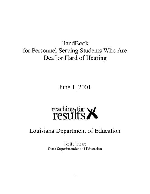 Handbook For Personnel Serving Students Who Are Deaf Or Hard Of