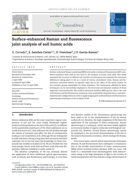 Surface-enhanced Raman and fluorescence joint analysis of soil ...