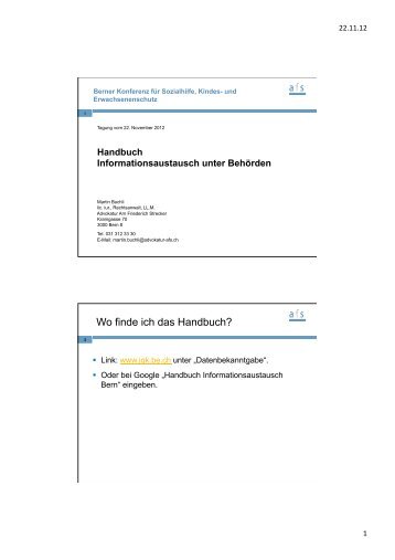 Buchli Martin, Rechtsanwalt, Handbuch Informationsaustausch, Folien