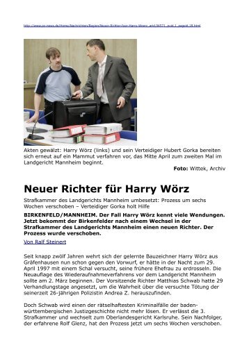 Neuer Richter für Harry Wörz