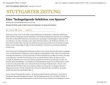 Eine "beängstigende Selektion von Spuren" - Harry Wörz