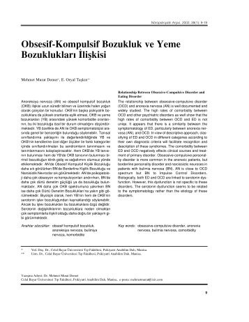 Obsesif-Kompulsif Bozukluk Ve Yeme Bozukluklar