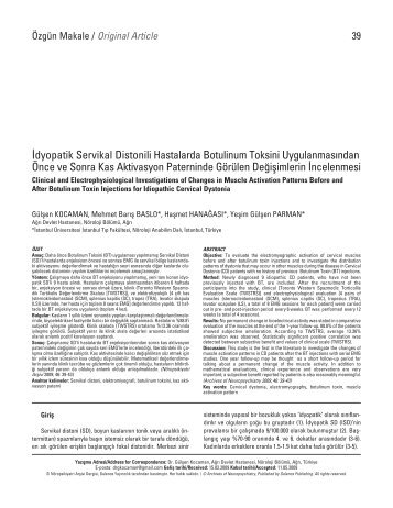 â¹dyopatik Servikal Distonili Hastalarda Botulinum Toksini ...