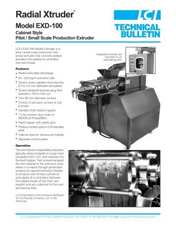 Radial Extruder EXCDS-100 technical bulletin - LCI Corporation