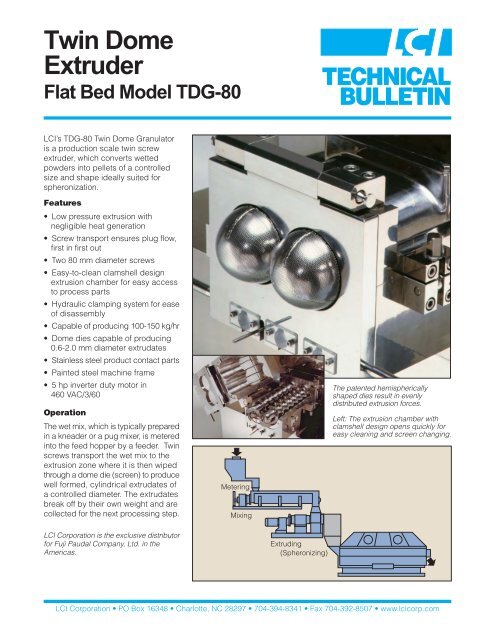 Twin Dome Extruder Flat Bed Model TDG-80 - LCI Corporation