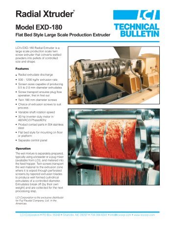 Radial Extruder EXCDS-180 technical bulletin - LCI Corporation