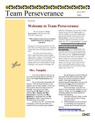 Team Perseverance Newsletter - Northmont City Schools