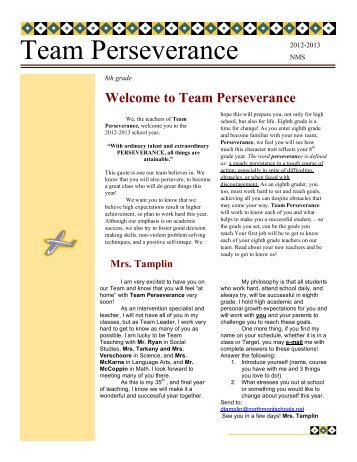 Team Perseverance Newsletter - Northmont City Schools