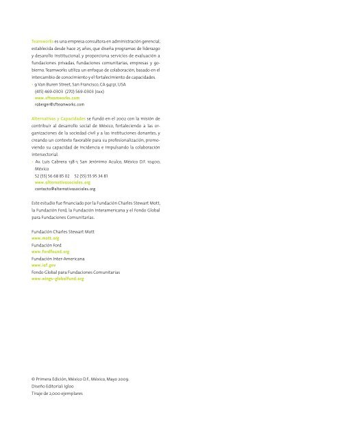 Fundaciones Comunitarias en MÃ©xico: - Alternativas y Capacidades