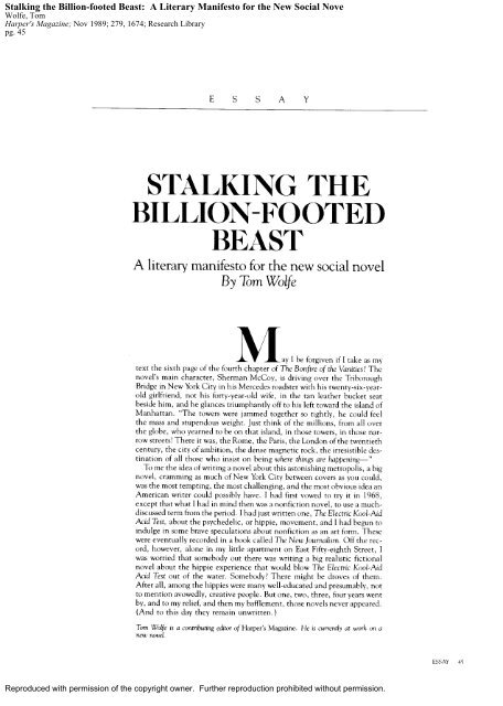 Stalking the Billion-footed Beast: A Literary Manifesto for ... - Luke Ford