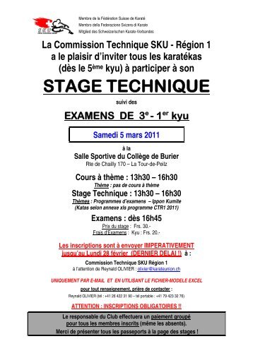 Stage technique Ã  la Tour-de-Peilz (dÃ©tails) - Ippon Karate Club Tivoli