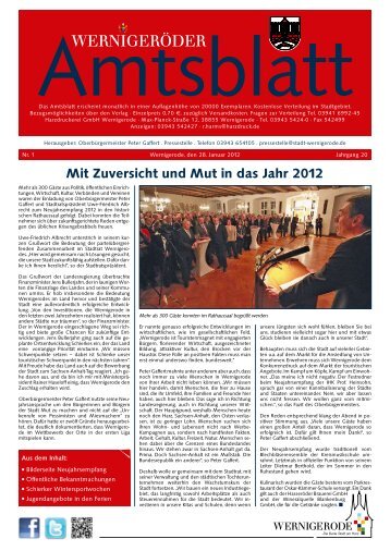 Amtsblatt Stadt Wernigerode  01 - 2012