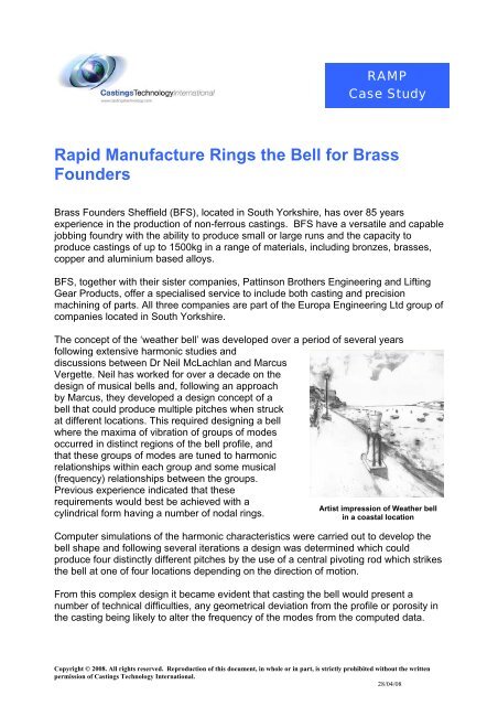 Rapid Manufacture Rings the Bell for Brass Founders - Castings ...