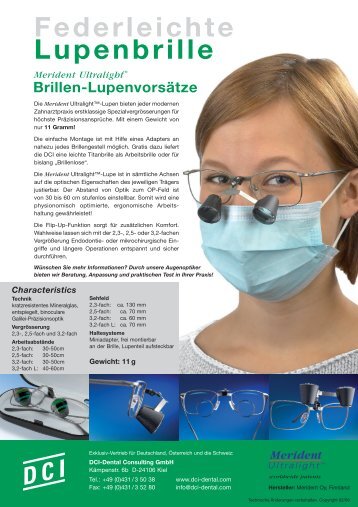 Federleichte Lupenbrille - DCI - Dental Consulting GmbH