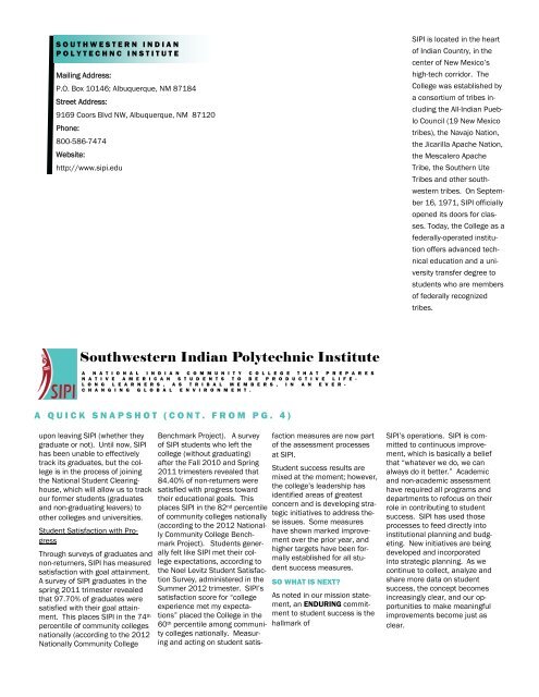 volume 3, issue 1 accreditation newsletter - Southwestern Indian ...