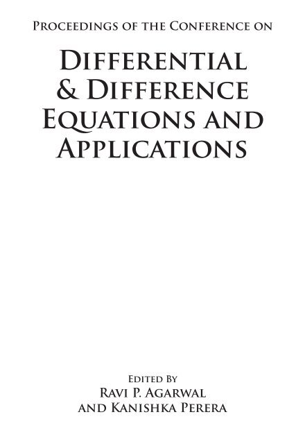 DIFFERENtIAl & DIFFERENCE EqUAtIONS ANd APPlICAtIONS