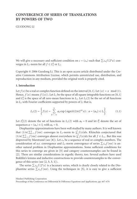 DIFFERENtIAl & DIFFERENCE EqUAtIONS ANd APPlICAtIONS