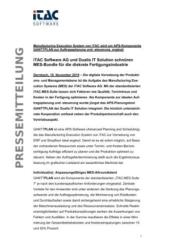 Pressemitteilung - iTAC Software AG