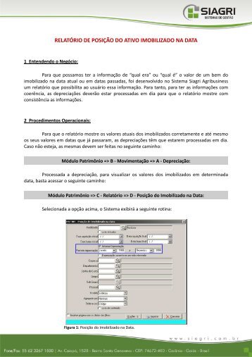 RELATÃRIO DE POSIÃÃO DO ATIVO IMOBILIZADO NA DATA - Siagri