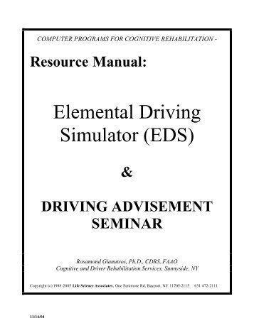 Elemental Driving Simulator (EDS) - Cognitive Rehabilitation Services