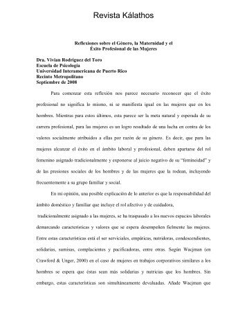 Algunas reflexiones sobre el gÃ©nero, la maternidad y el ... - KÃ¡lathos