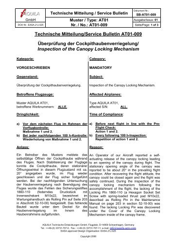 Technische Mitteilung/Service Bulletin AT01-009 ... - Aquila